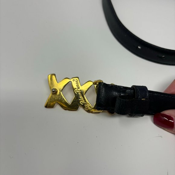 vintage paloma picasso skinny gold x buckle leather belt